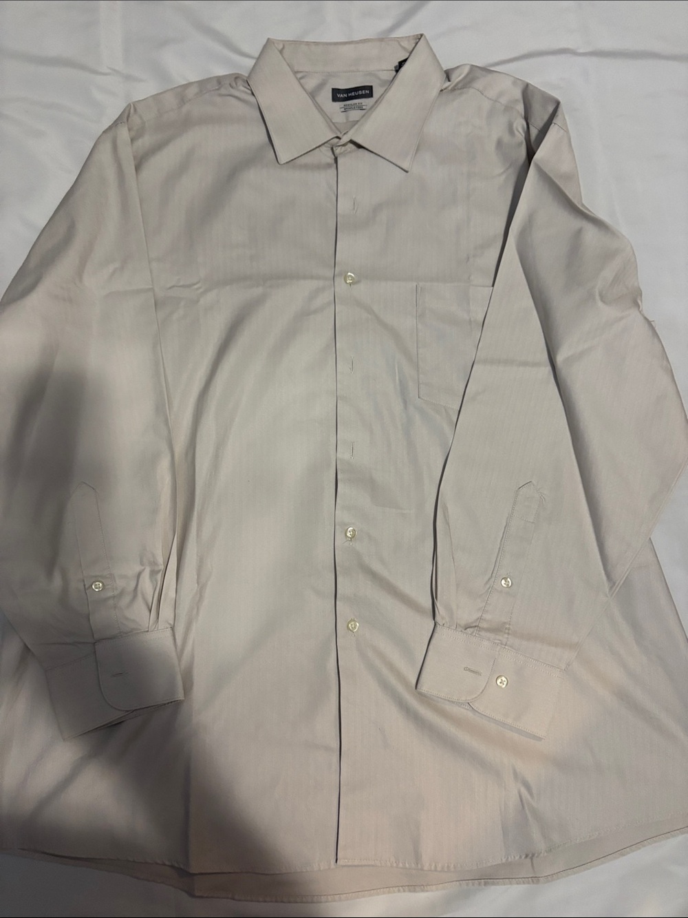 Van Heusen Men's Beige Long-Sleeve Dress Shirt - Point Collar